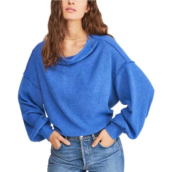Free People Tops - Free People Blue Main Squeeze Hacci Top